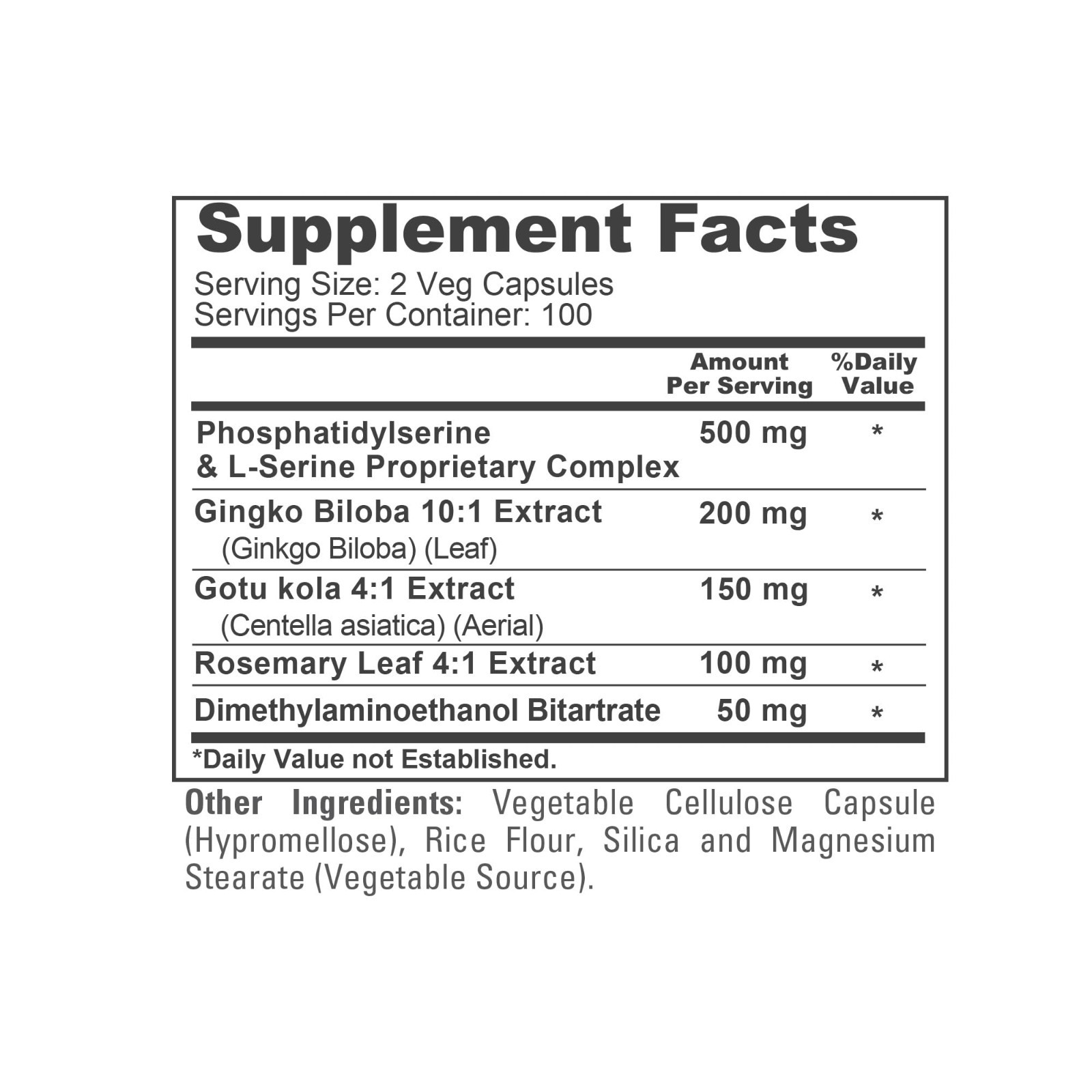 Phosphatidylserine Memory Support 1000mg – 200 Vegan Non-GMO Capsules
