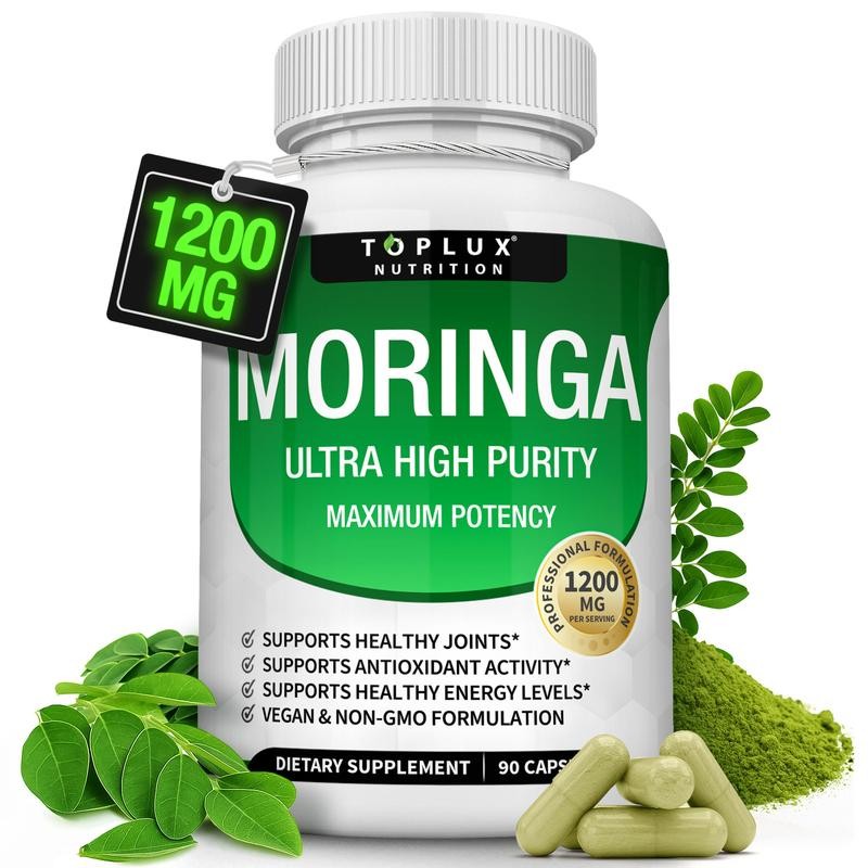 3PCS Moringa Capsules 1200mg Pure Moringa Powder Immune Gut Support 90 Count