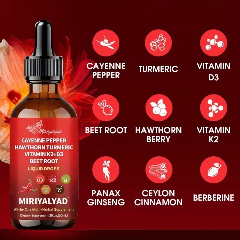 Cayenne Pepper Supplement Liquid Drops + Hawthorn Berry – Pack 2