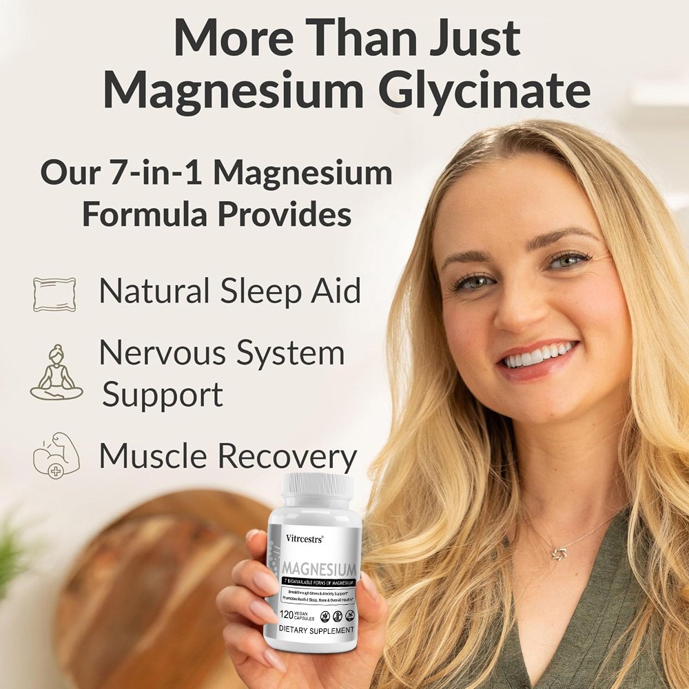 Vitrcestrs Magnesium Supplement 7 Forms 30/60/120 Vegan Capsules Non-GMO