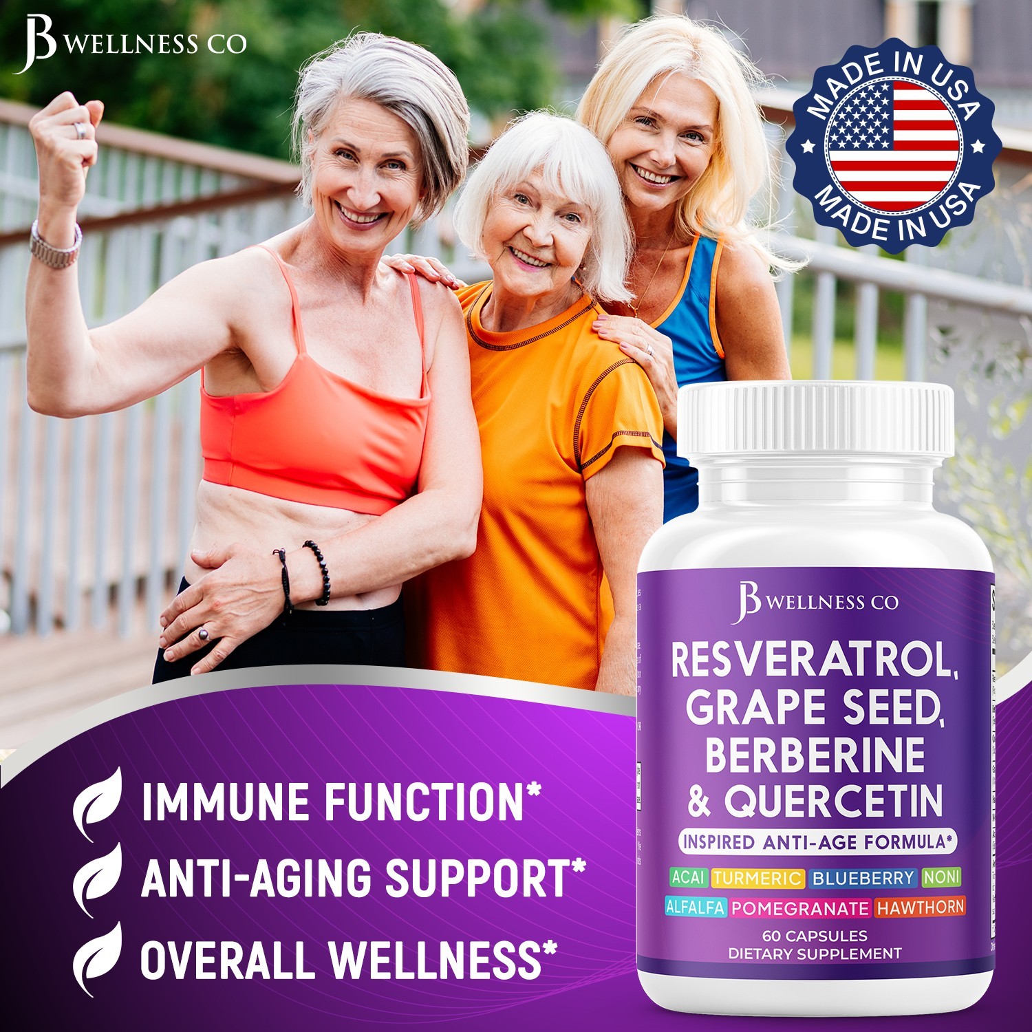 Resveratrol, Grape Seed Extract, Berberine, Quercetin Formula- 2-Pack