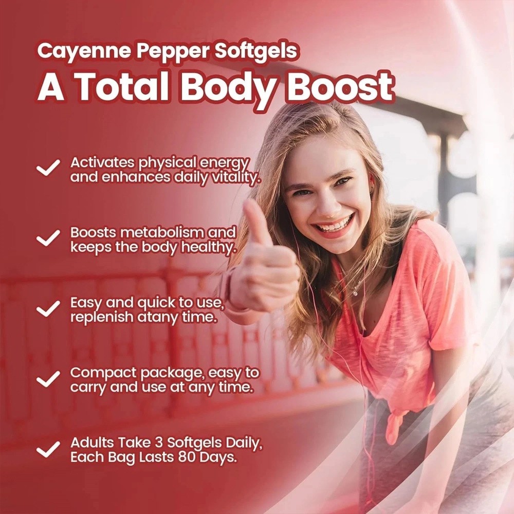 Softgels Cayenne Supplement Supports Leg Vein, 240 Softge /1 Bag Pepper USA
