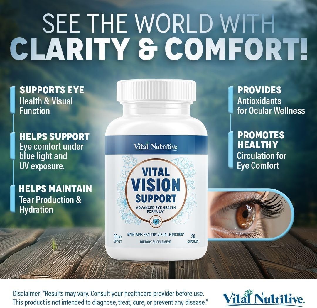 Vital Vision Eye Health Supplement 30 Days Vitamin A Lutein Antioxidants