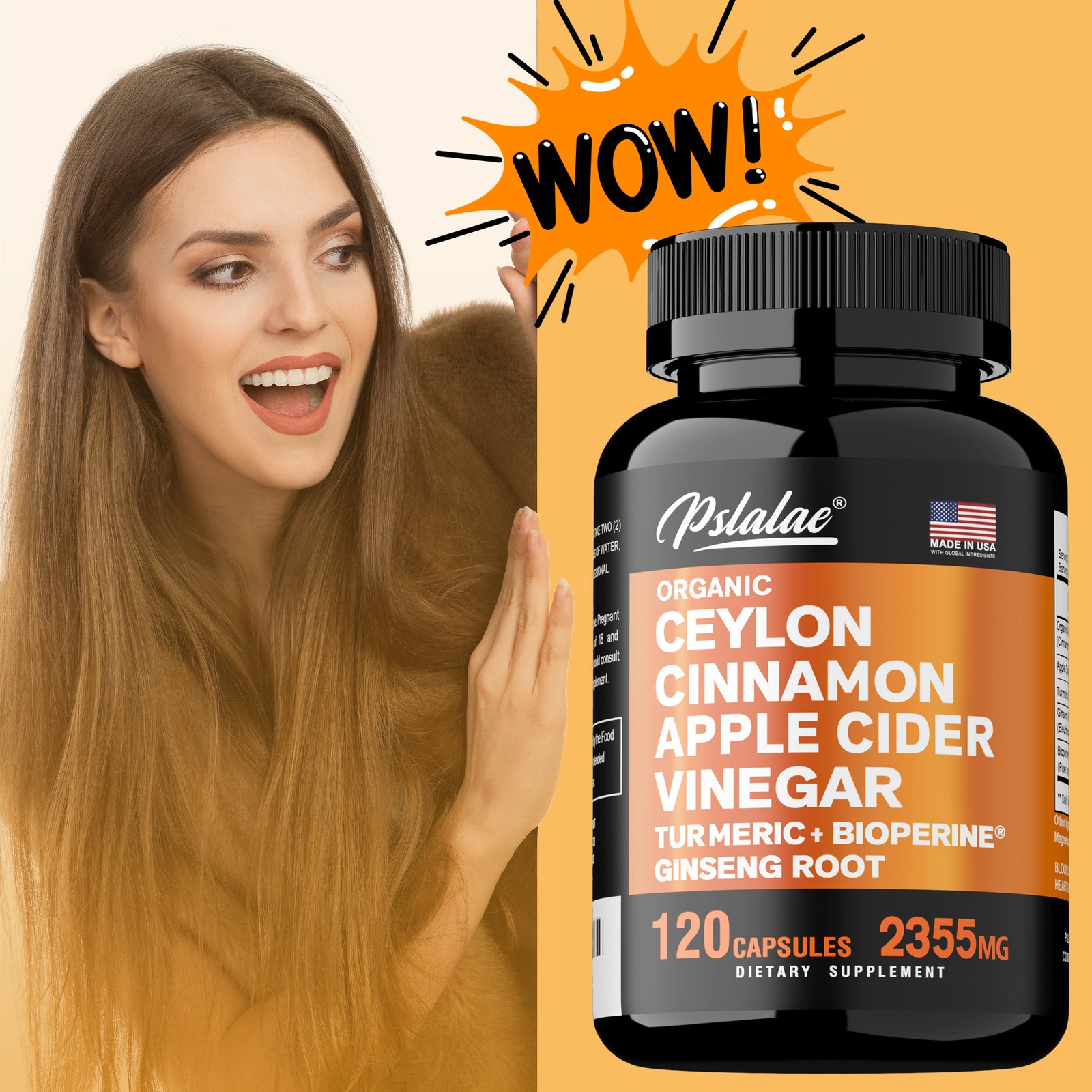 Ceylon Cinnamon, Apple Cider Vinegar – Ginseng,Turmeric,Bioperine – Joint Health