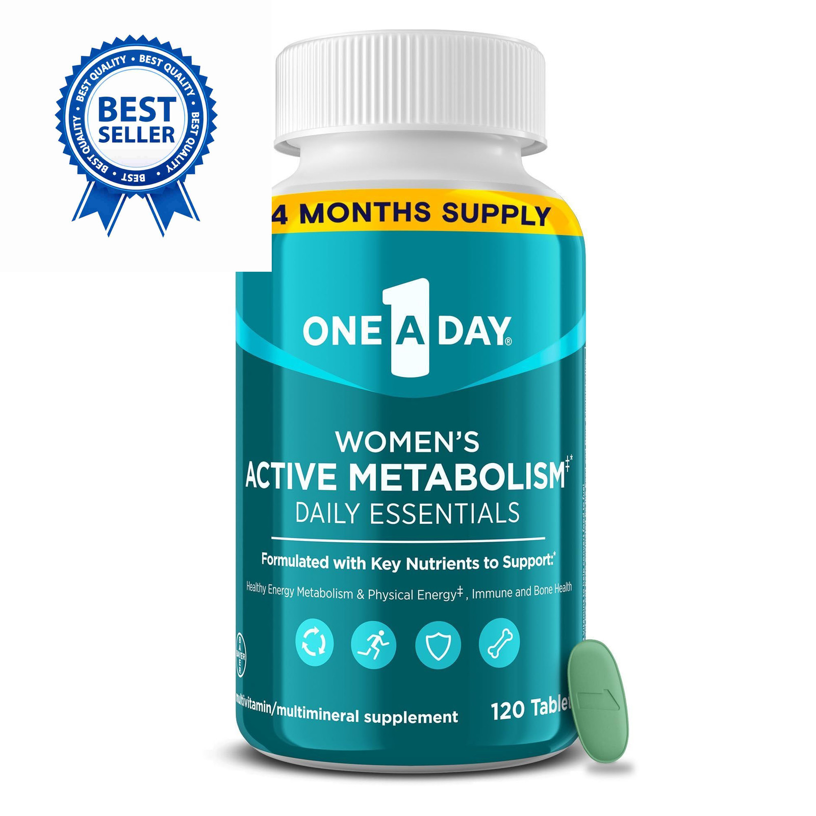 One A Day Women’s Active Metabolism Daily 120 Count (Pack of 1), Blue
