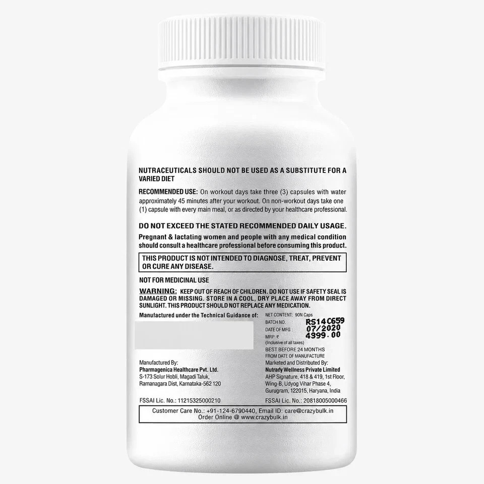 CrazyBulk MUSCLE & STRENGTH Supplement 90 Capsules, Free & Fast Ship – Pack of 1