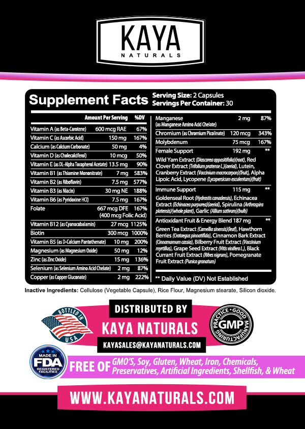 Womens Multivitamin & Multi-Mineral, Increase energy metabolism and vibrance
