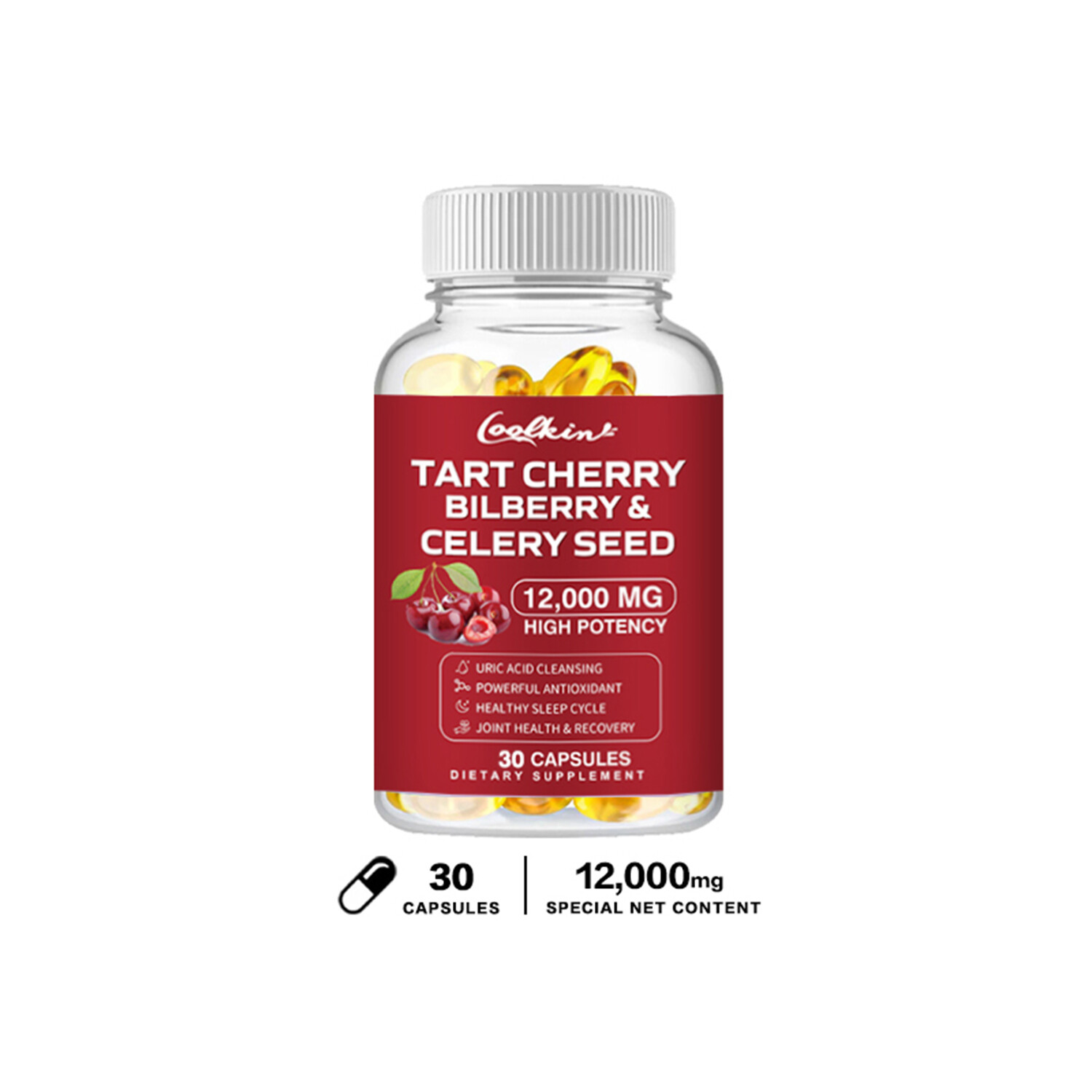 Tart Cherry Bilberry & Celery Seed – Uric Acid Cleanse, Kidney & Joint Health,