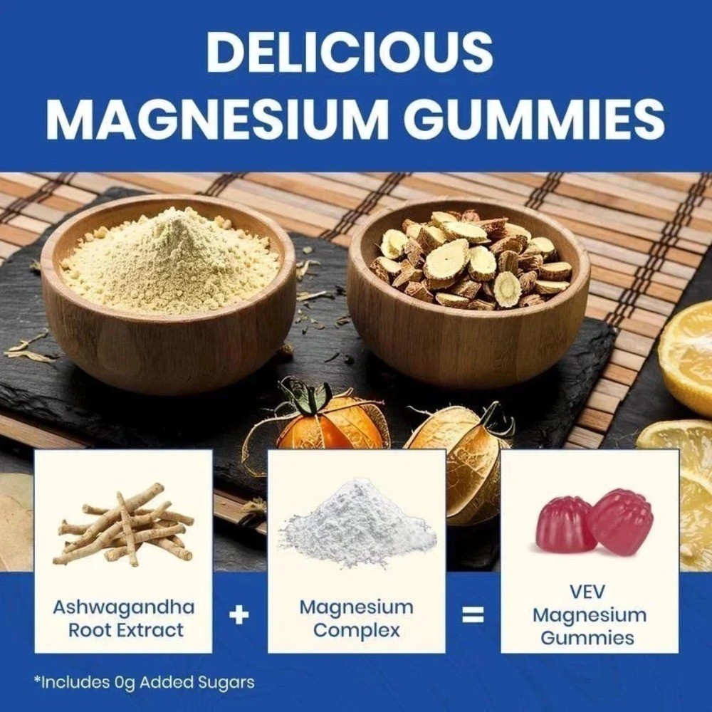 VEV 14-in-1 Magnesium Gummies with Ashwagandha,– Calm & Sleep Support