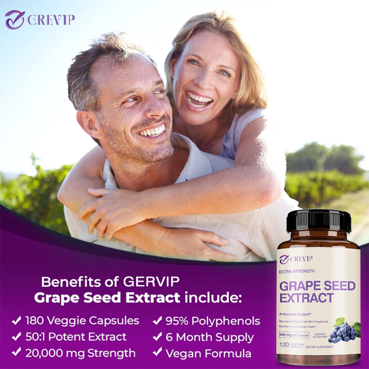 Grape Seed Extract – 95% Polyphenols, Anti-Aging, Brain Support, Radiant Skin