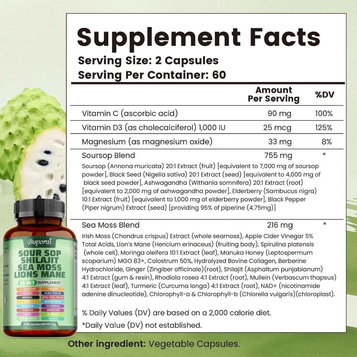 24-in-1 Soursop Dietary Supplement | Supports Skin, Joint & Bone Health NEW