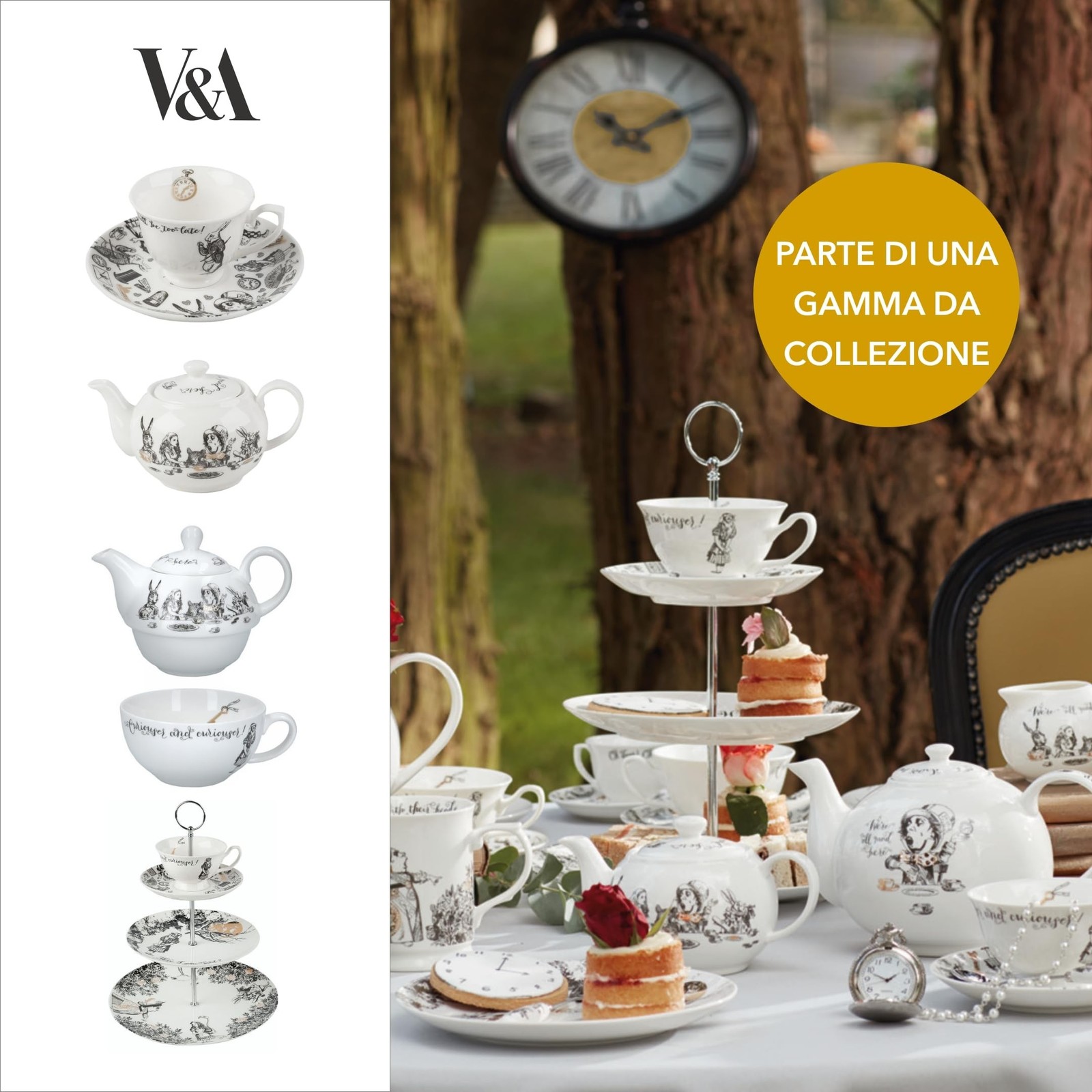 V&A Alice in Wonderland Teapot and Cup Set For 1 in Gift Box, Fine China Tea …