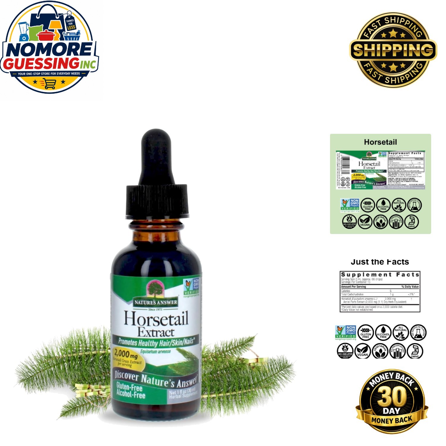 Super Concentrated Horsetail Herb | Gluten-Free & Alcohol-Free | 30 Servings