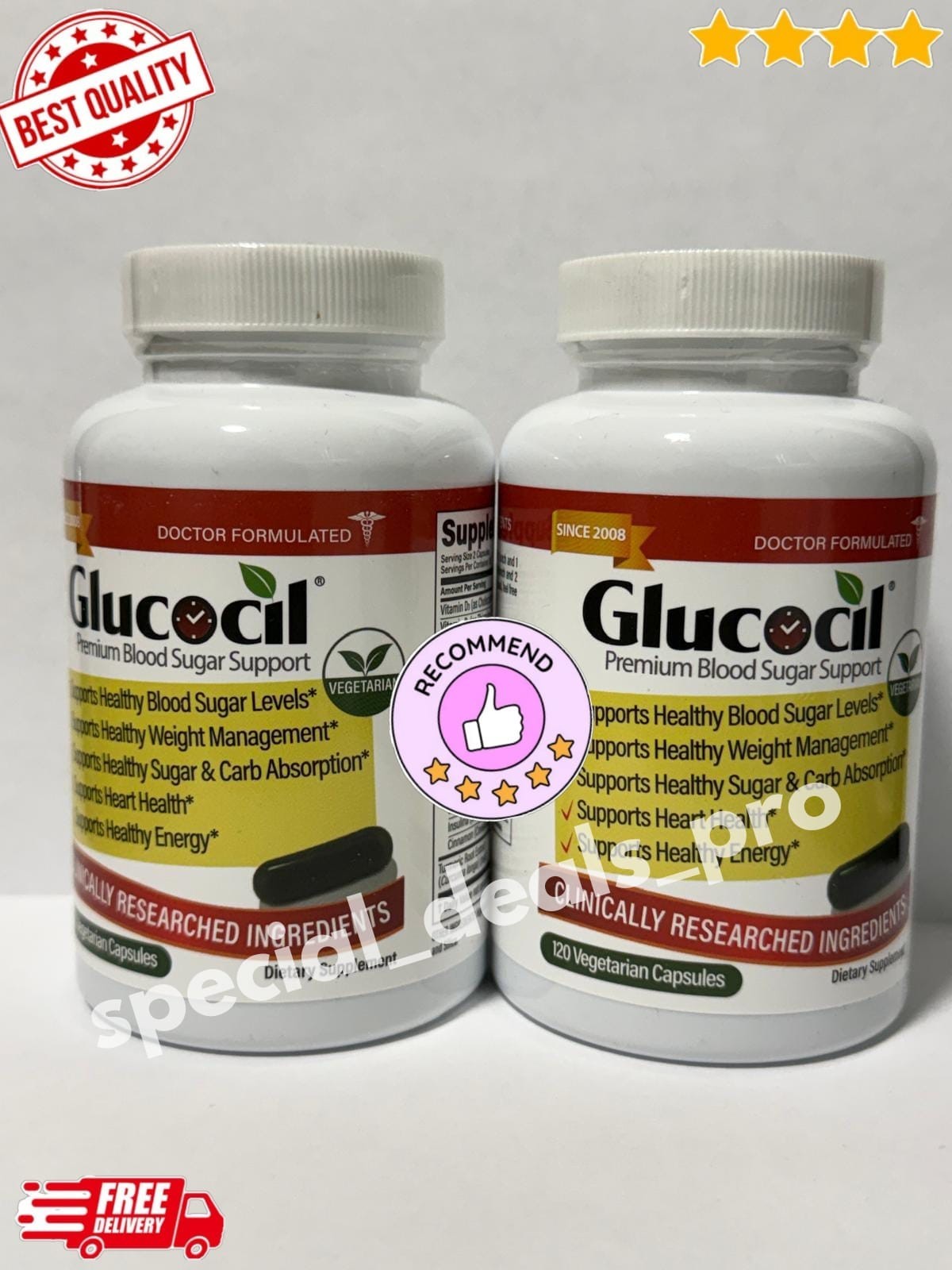 Glucocil Blood Sugar Support 2 Pack (120 Softgels Each) – 30 Day Supply – Sealed