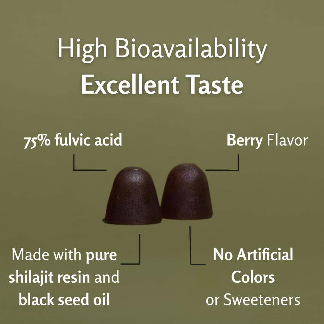 Pure Shilajit Gummies for Men & Women, Shilajit with Black Seed Oil, High Potenc
