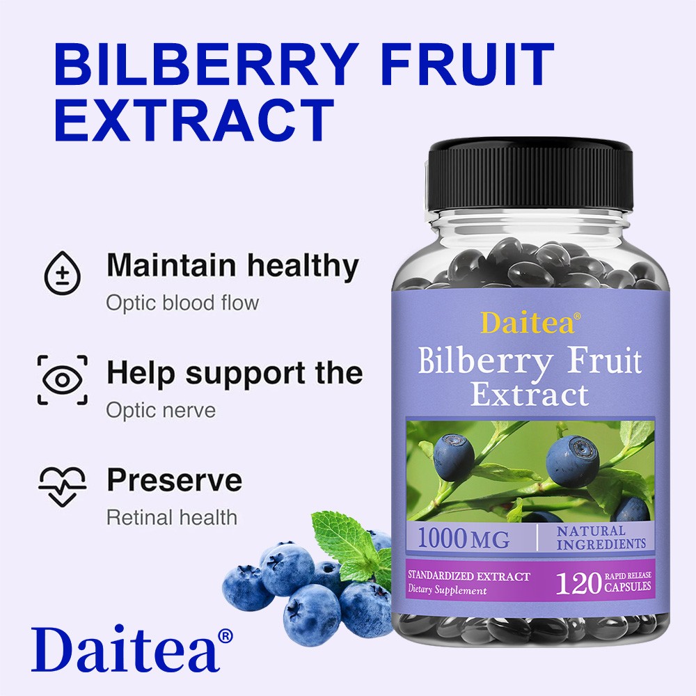 Bilberry Extract Capsules 1000mg | 30/60/120 Count | Supports Eye Health