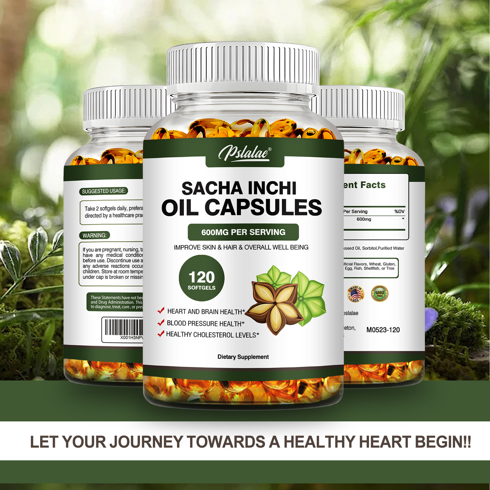Sacha Inchi Oil 600mg – Brain, Heart, Joint, Hair & Skin Health Antioxidant
