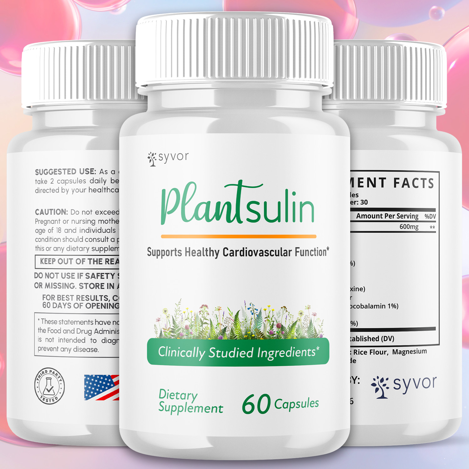 (2 Pack) Plantsulin Supports Healthy Cardiovascular Function Pill (120 Capsules)