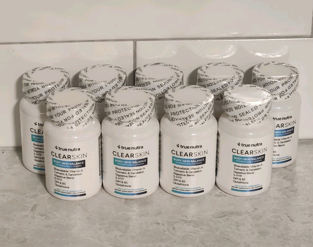 True Nutra ClearSkin Women’s Daily Vitamin Supplement Clear Skin Lot of 9 Sealed