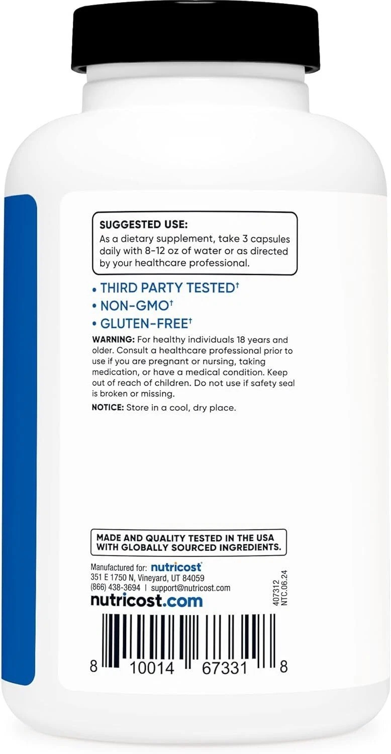 Nutricost Nitric Oxide Booster 2250mg, 180 Capsules – 750mg – 60 Servings