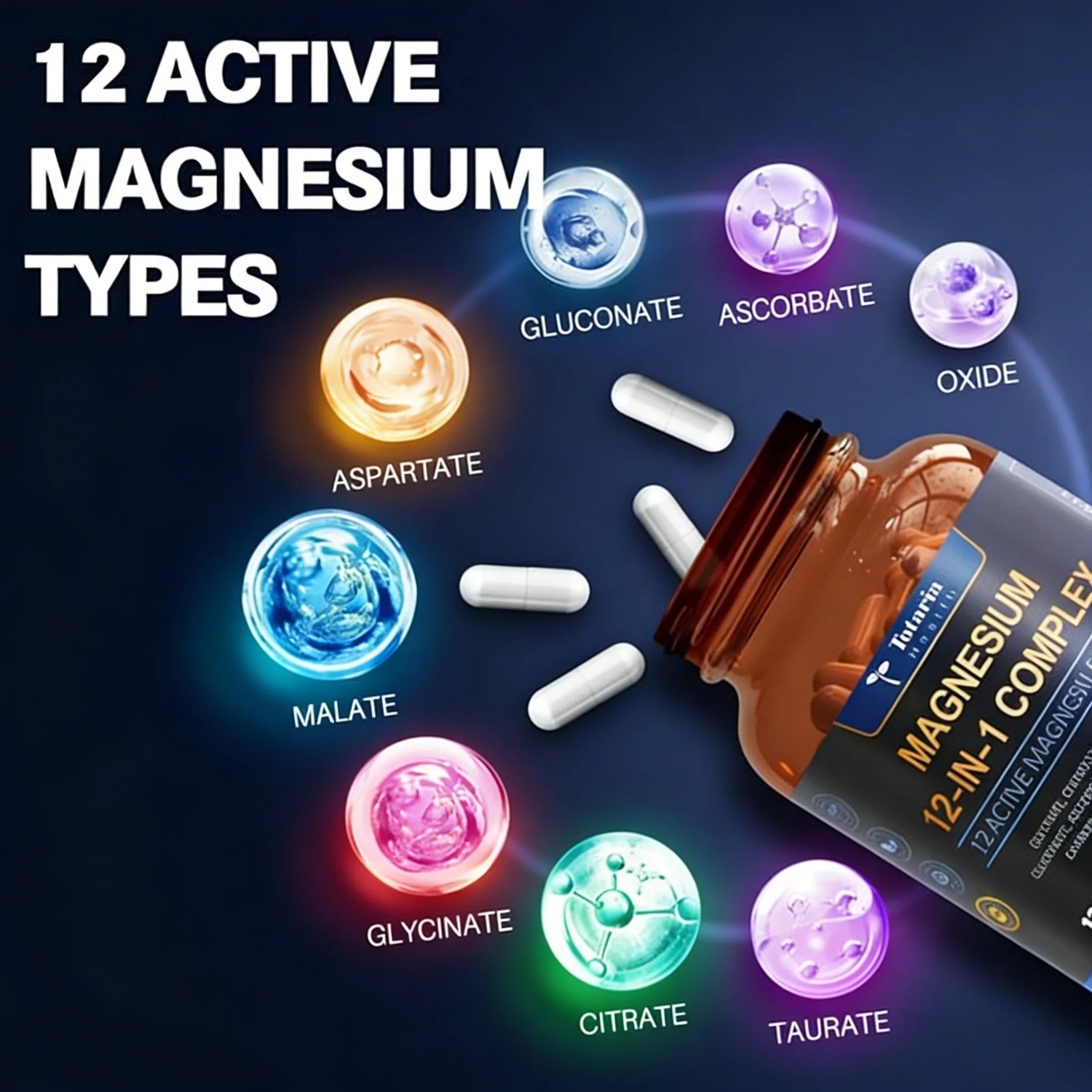 Totaria Magnesium 12-in-1 Complex 700mg.12 Active Forms for Muscle & Relaxation