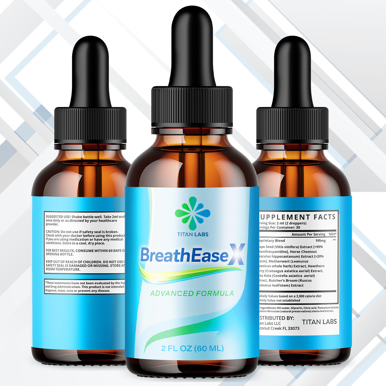 (1 Pack) BreathEaseX Drops Advanced Lungs Support Breath EaseX 30 Servings