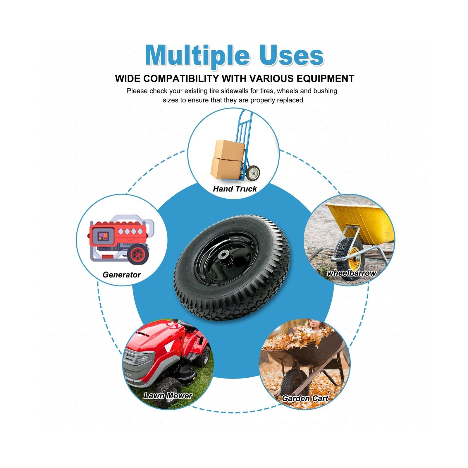 2-Pack of 4.80/4.00-8 Pneumatic Tire and Wheel,2PR (Air Filled)… FAST USA SHIP