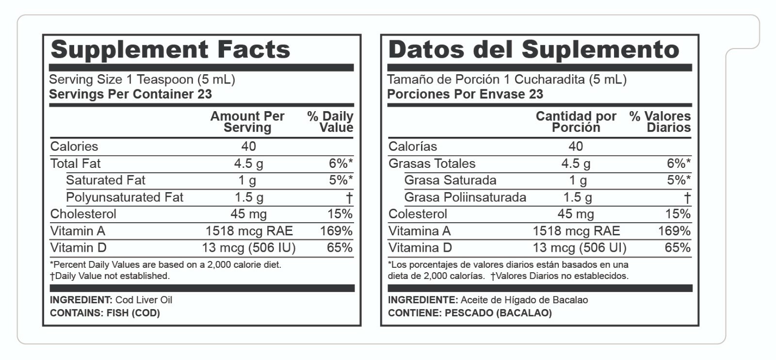 De La Cruz Pure Icelandic Cod Liver Oil Liquid, Wild-Caught 4 FL. OZ. Exp 05/25