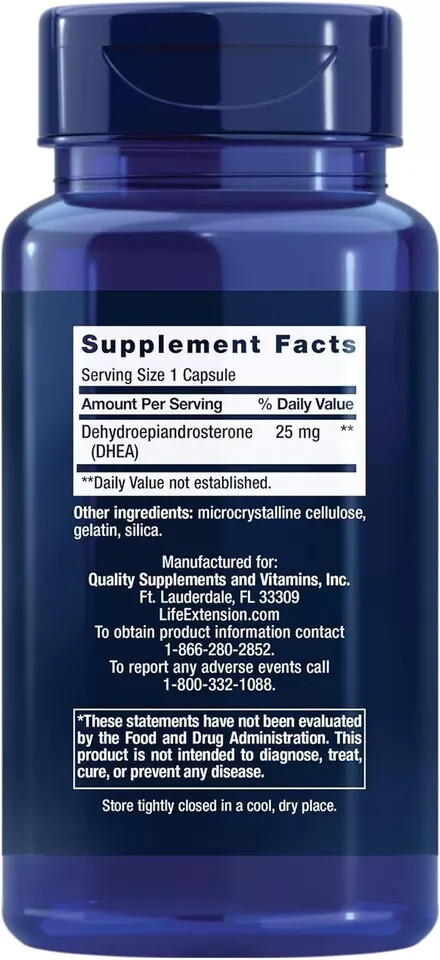 Life Extension DHEA 25 mg – Supplement for Hormone 100 Count (Pack of 1)