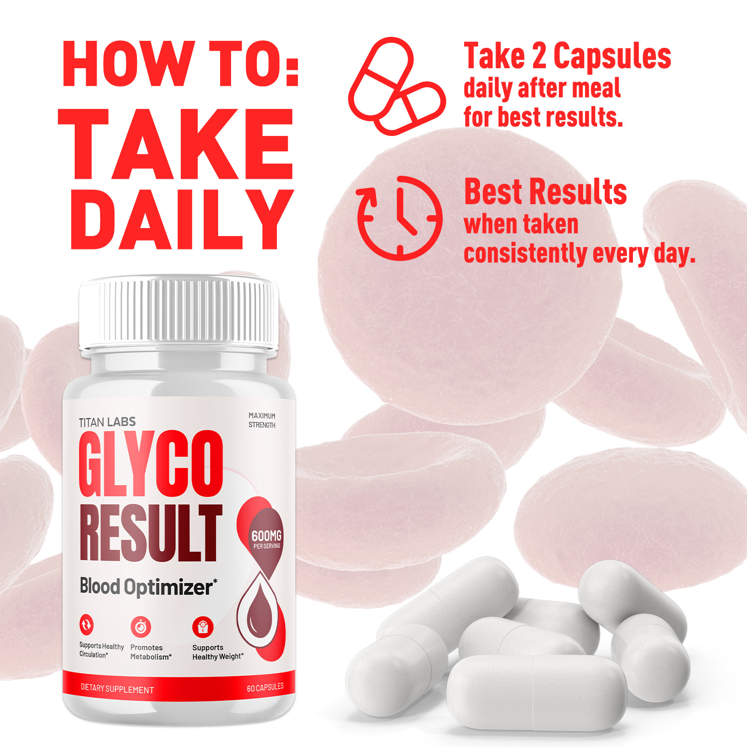 (1 Pack) Glyco Result Advanced Blood Health Support Formula GlycoResult 60 Caps