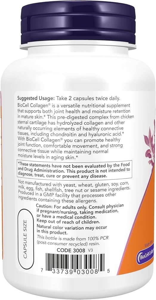 NOW FOODS BioCell Collagen Hydrolyzed Type II 120 Veg Capsules