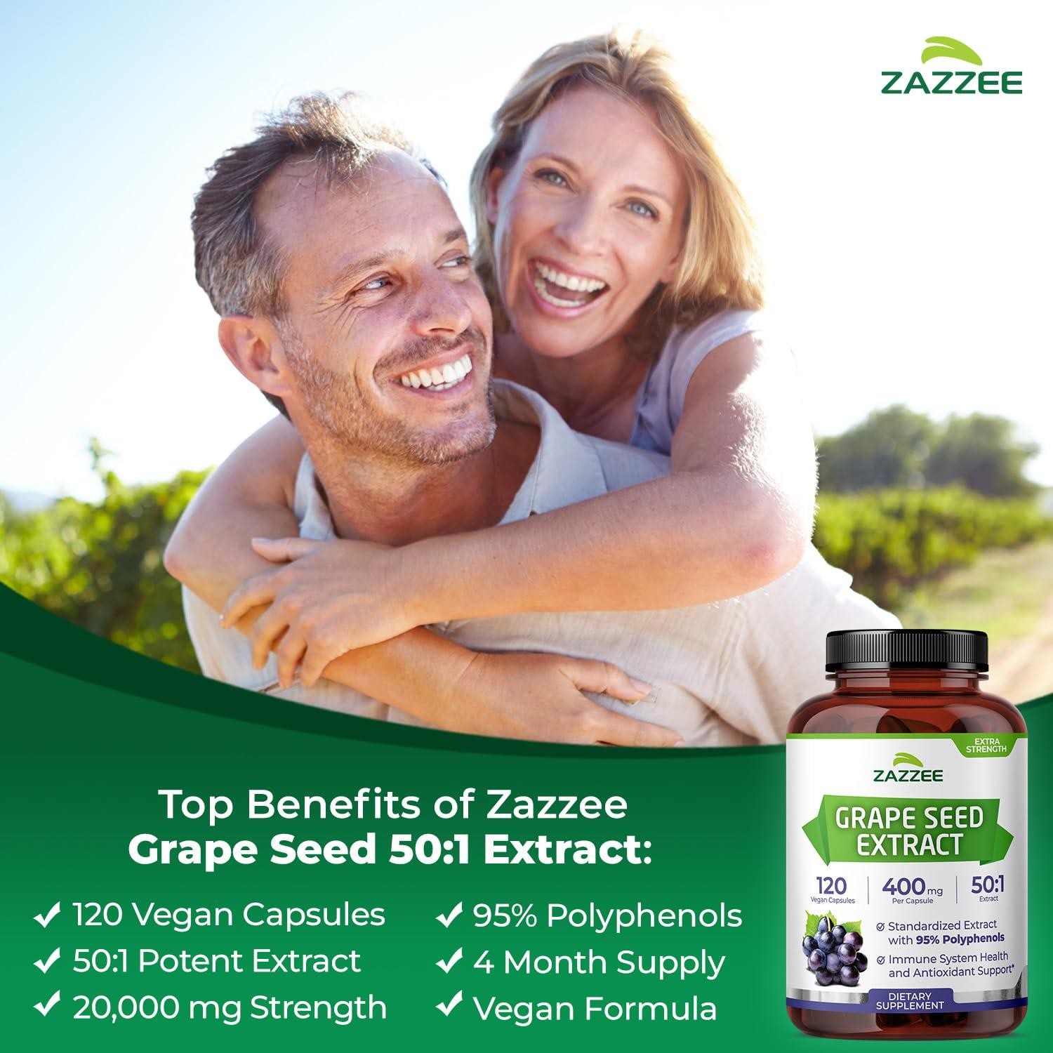 High Strength Grape Seed 50:1 Extract, 120 Vegan Capsules, 95% Polyphenols