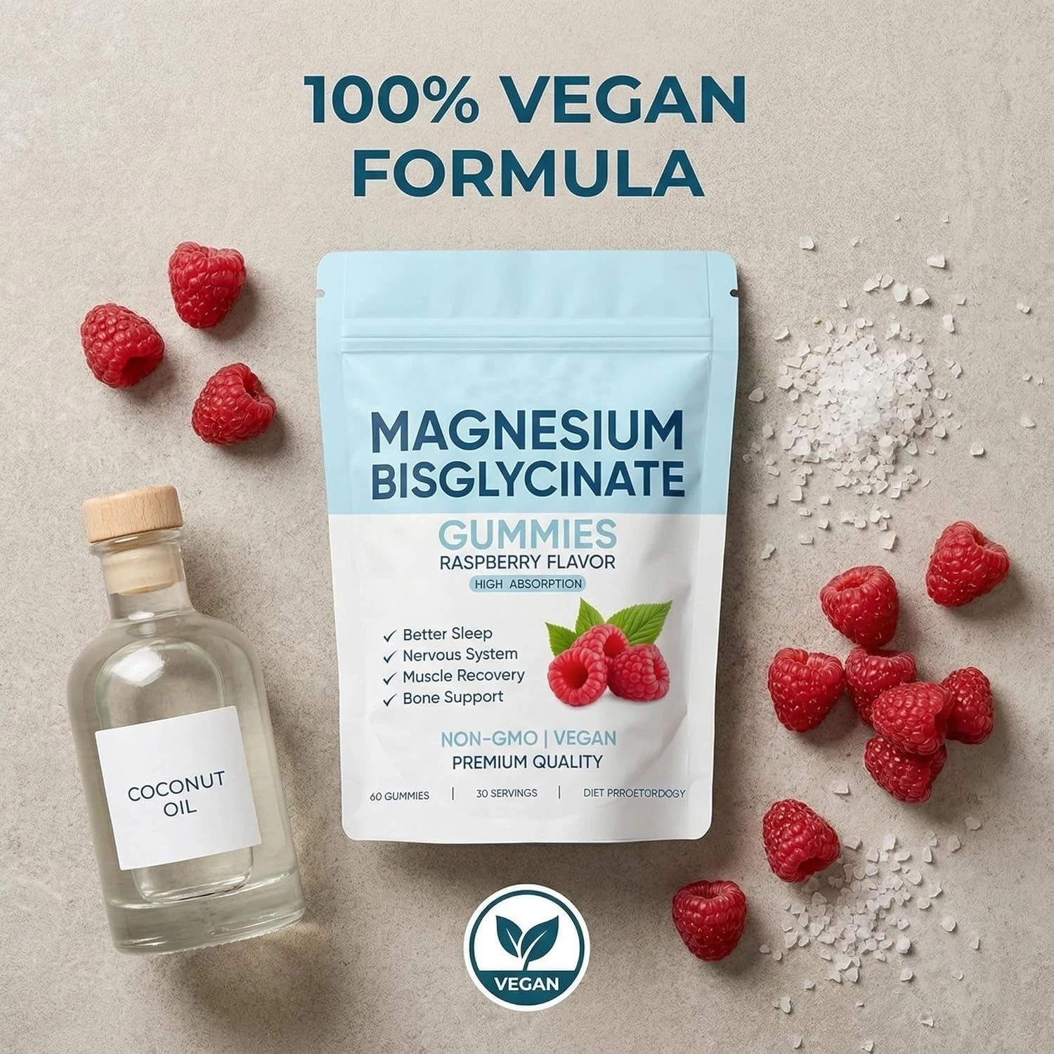 1-3Bag Magnesium Bisglycinate Gummies, with 400mg Magnesium Bisglycinate Chelate