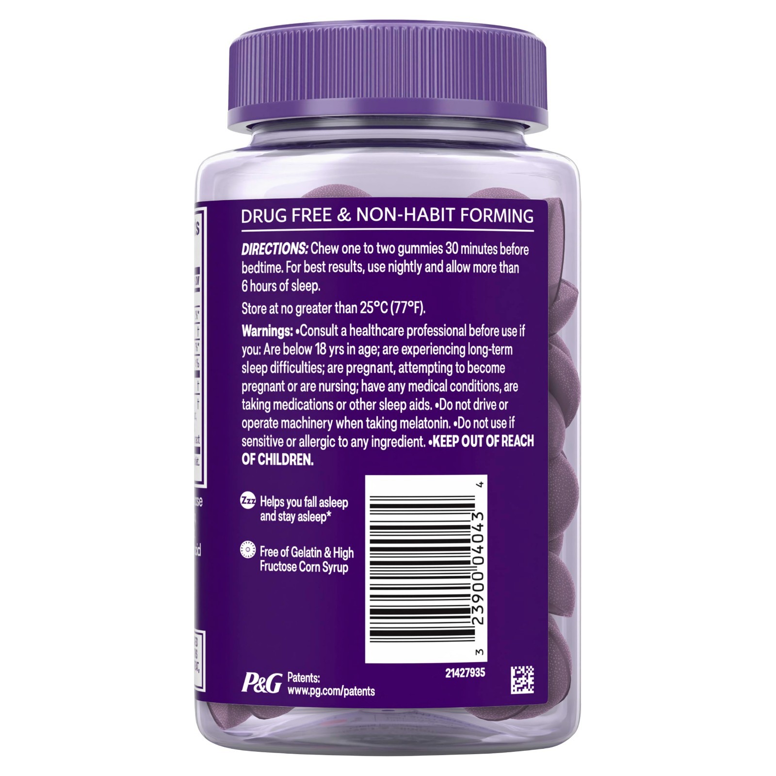 Sleep Aid ZzzQuil Melatonin Gummies, Sleep Aid, 72 Count (Pack of 1), New