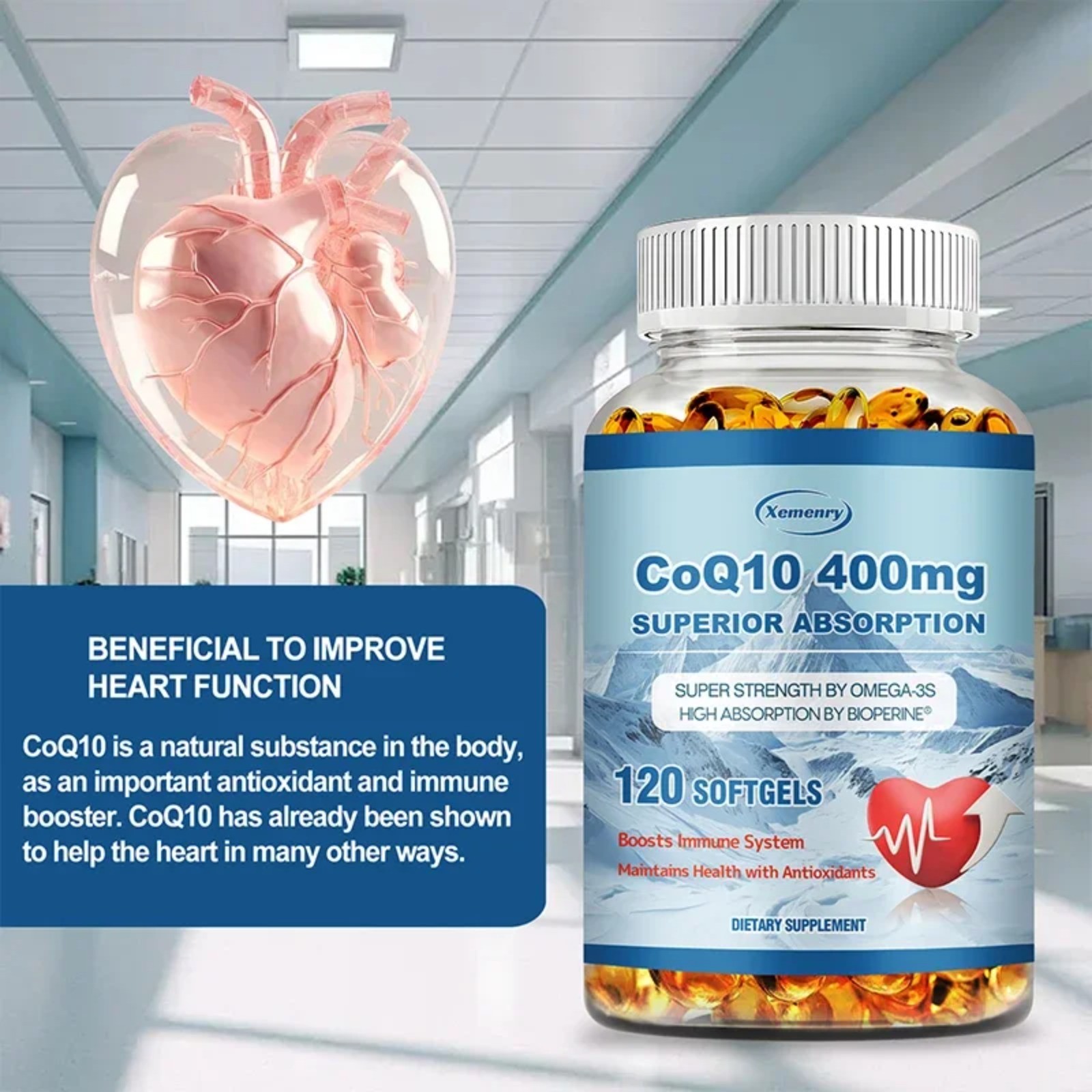 CoQ10 400mg 120pcs – Heart Health, Blood Circulation, Boosts Immune System