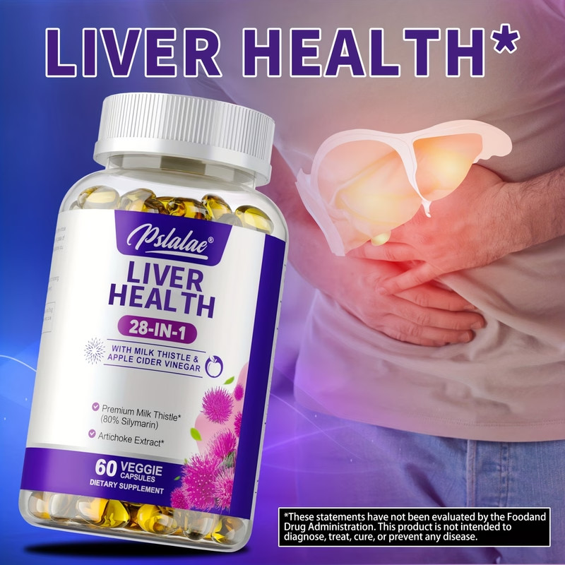 Liver Health Supplement Dandelion Milk Thistle ACV Turmeric 60 Capsules