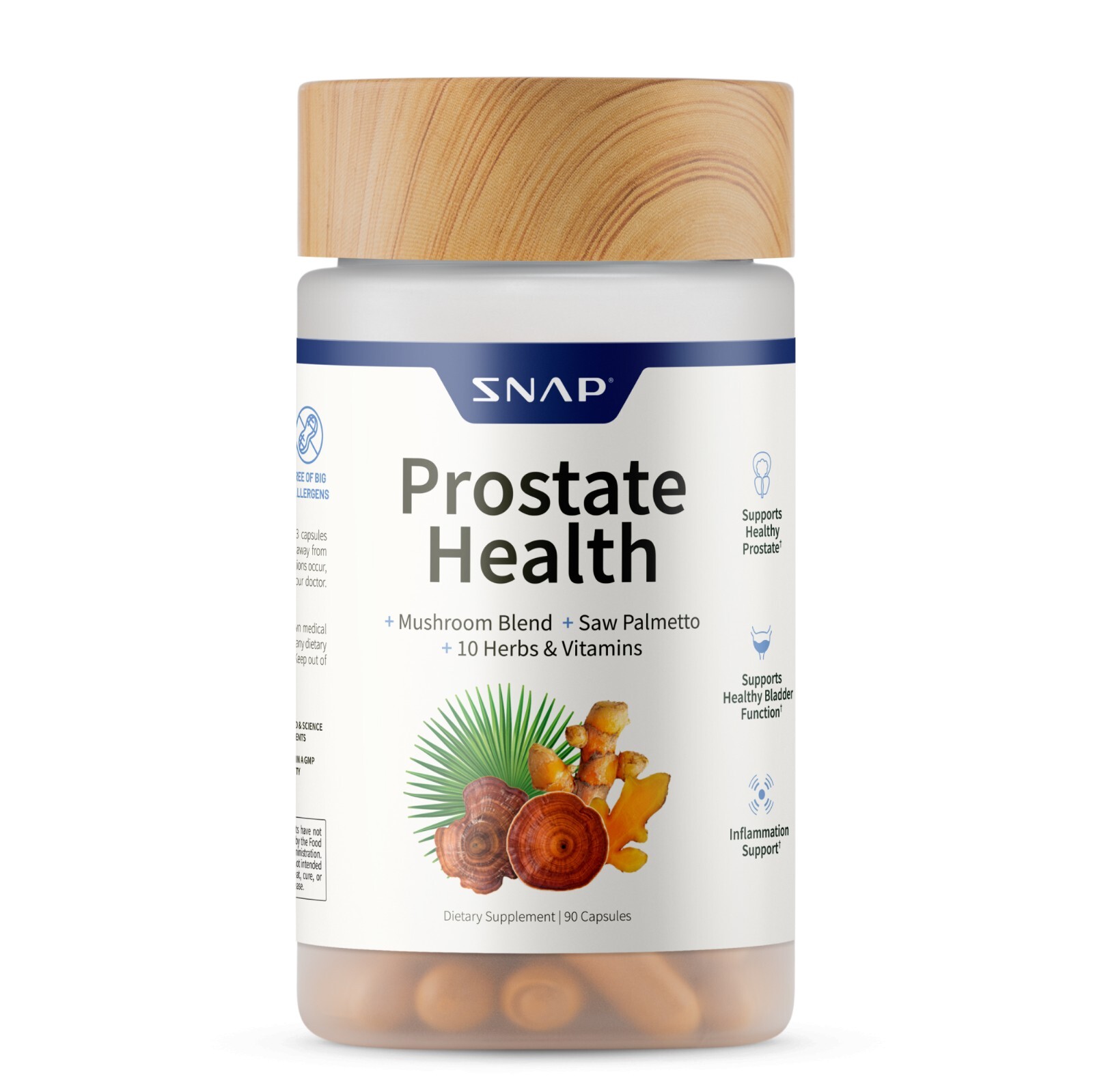 SNAP Prostate Health 2-Pack Saw Palmetto Mushroom Blend Men’s Support 180 Caps