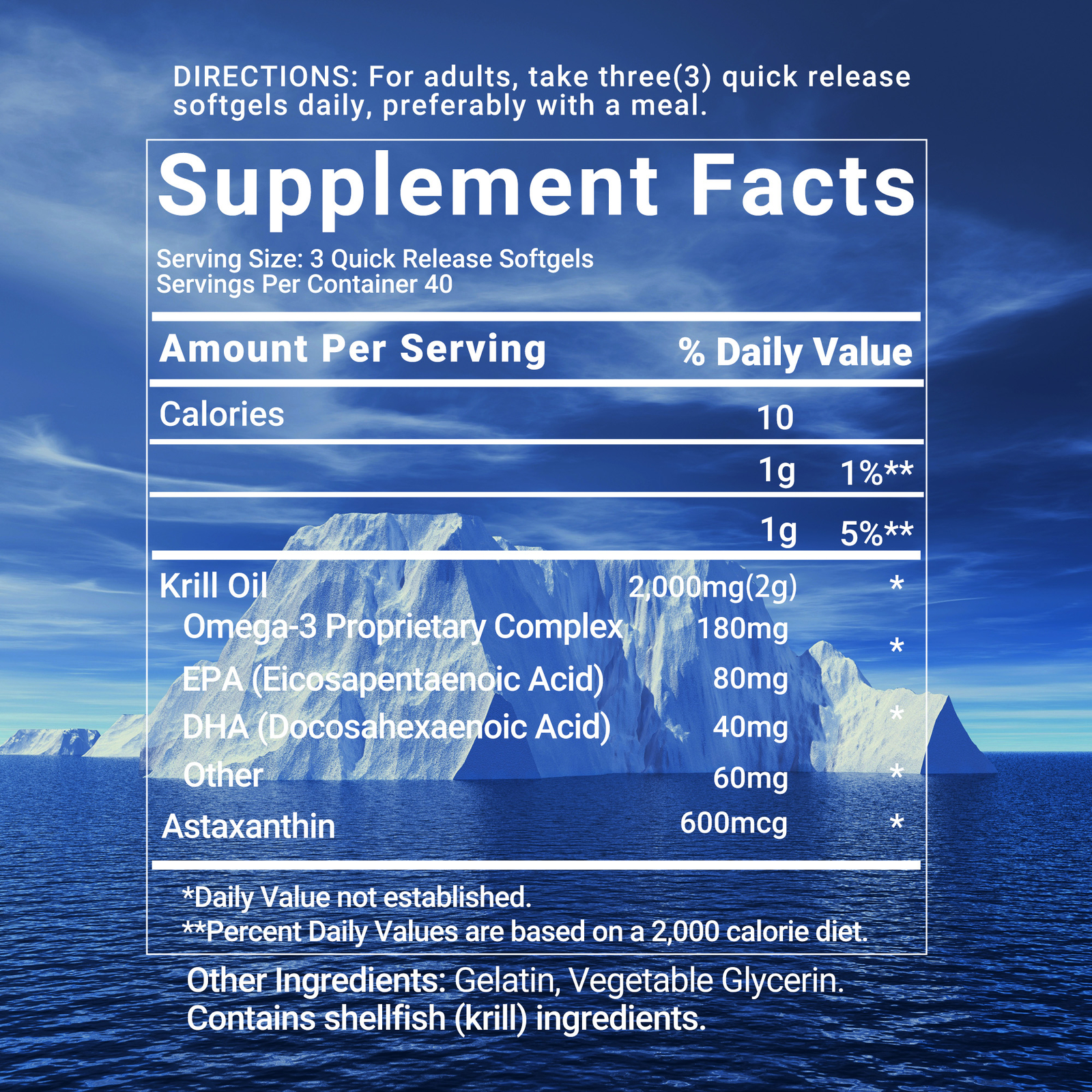 Antarctic Krill Oil – Omega-3 EPA, DHA, Astaxanthin, Anti Aging, Memory Support