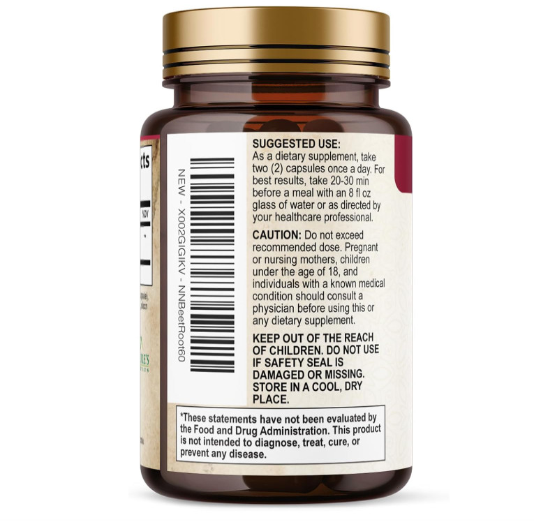 Extra Strength Organic Beet Root 1300mg Nitric Oxide Heart Energy 60 Veg Capsule