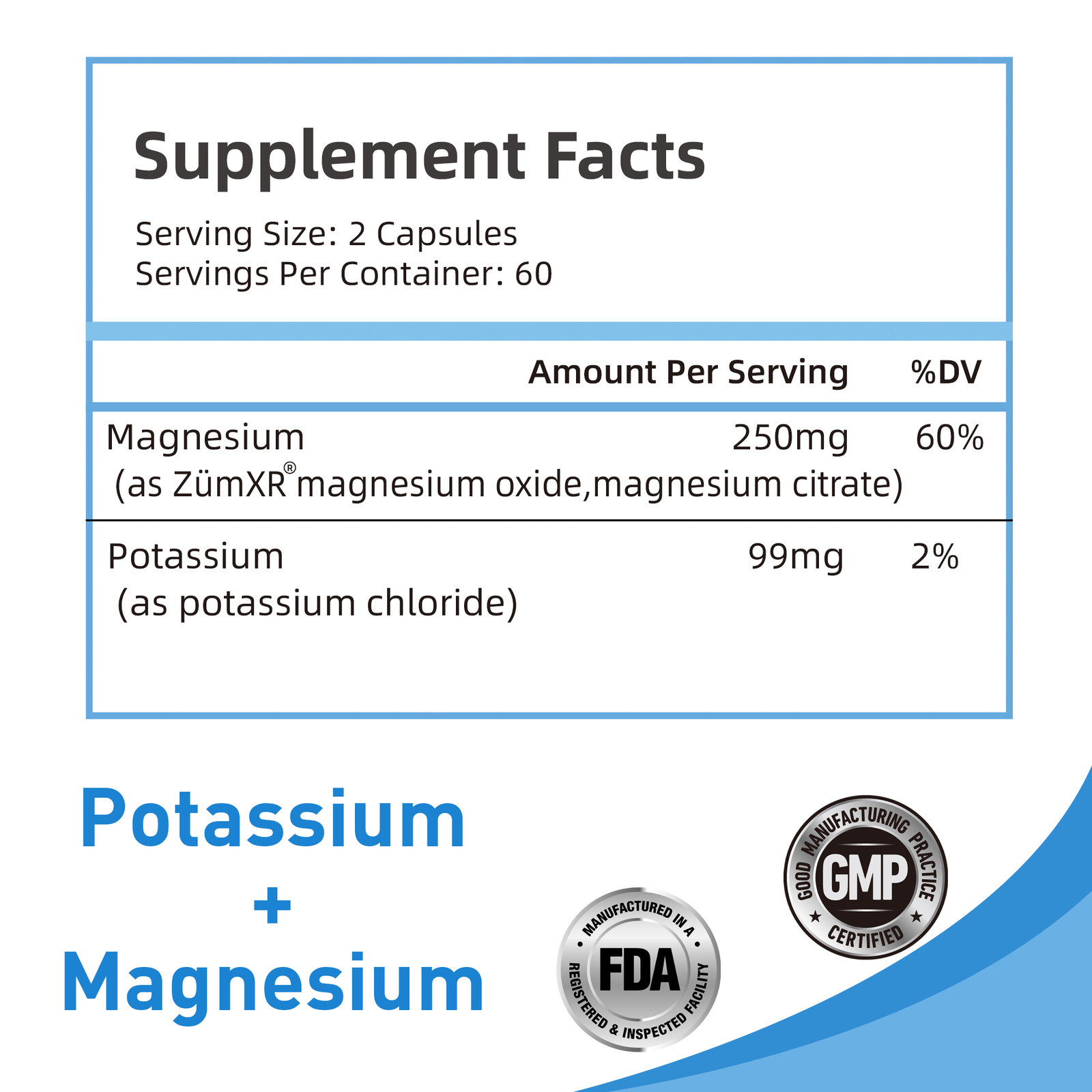 Potassium + Magnesium – Supports Blood Pressure and Heart Health, Muscle Health.