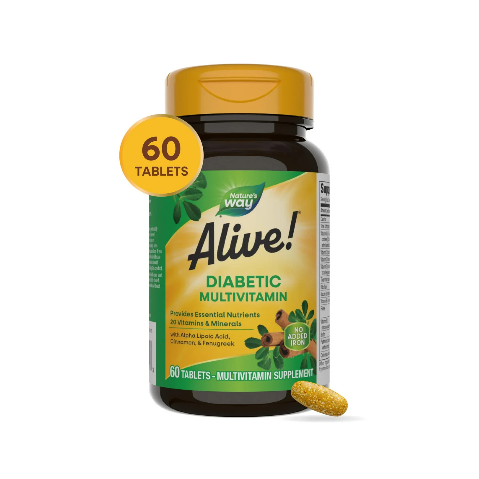 Alive! Diabetic Multivitamin B-Vitamins Adults Unisex 60ct
