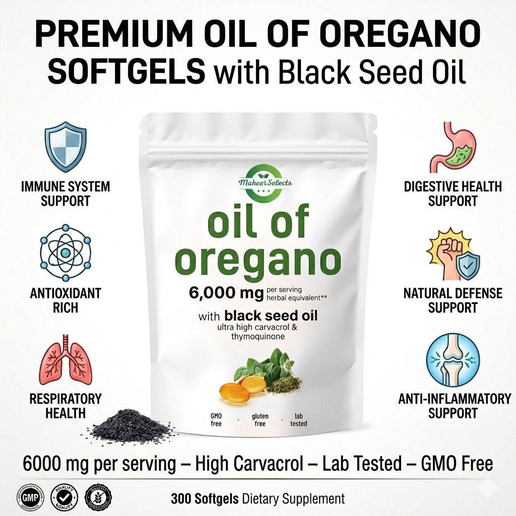 3 Pack Oil of Oregano 6000mg Black Seed Oil 900 Softgels Immune Digestive Carvac