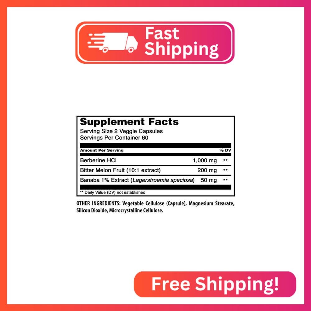 Amazing Formulas Berberine with Bitter Melon & Banaba Extract Complex | 1250 Mg