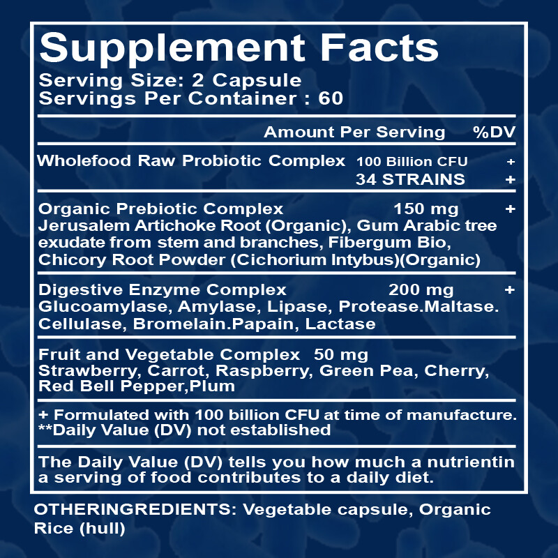 Raw Probiotics 100 Billion CFU Potency Digestive Immune Health 120 Capsules USA