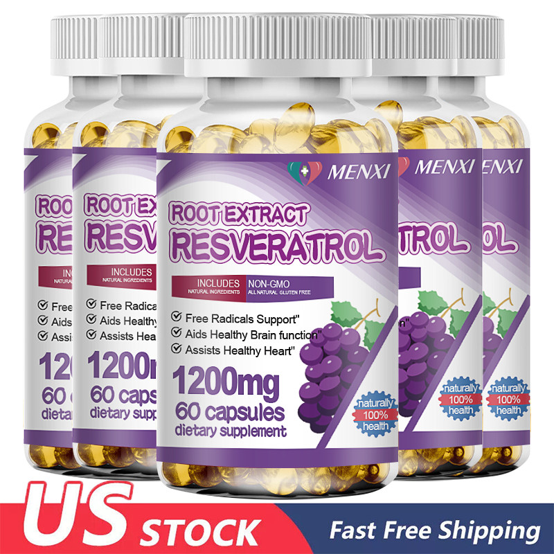 （5 Pack） Resveratrol – Brain Support, Mental Focus, Heart Health, Immune Support