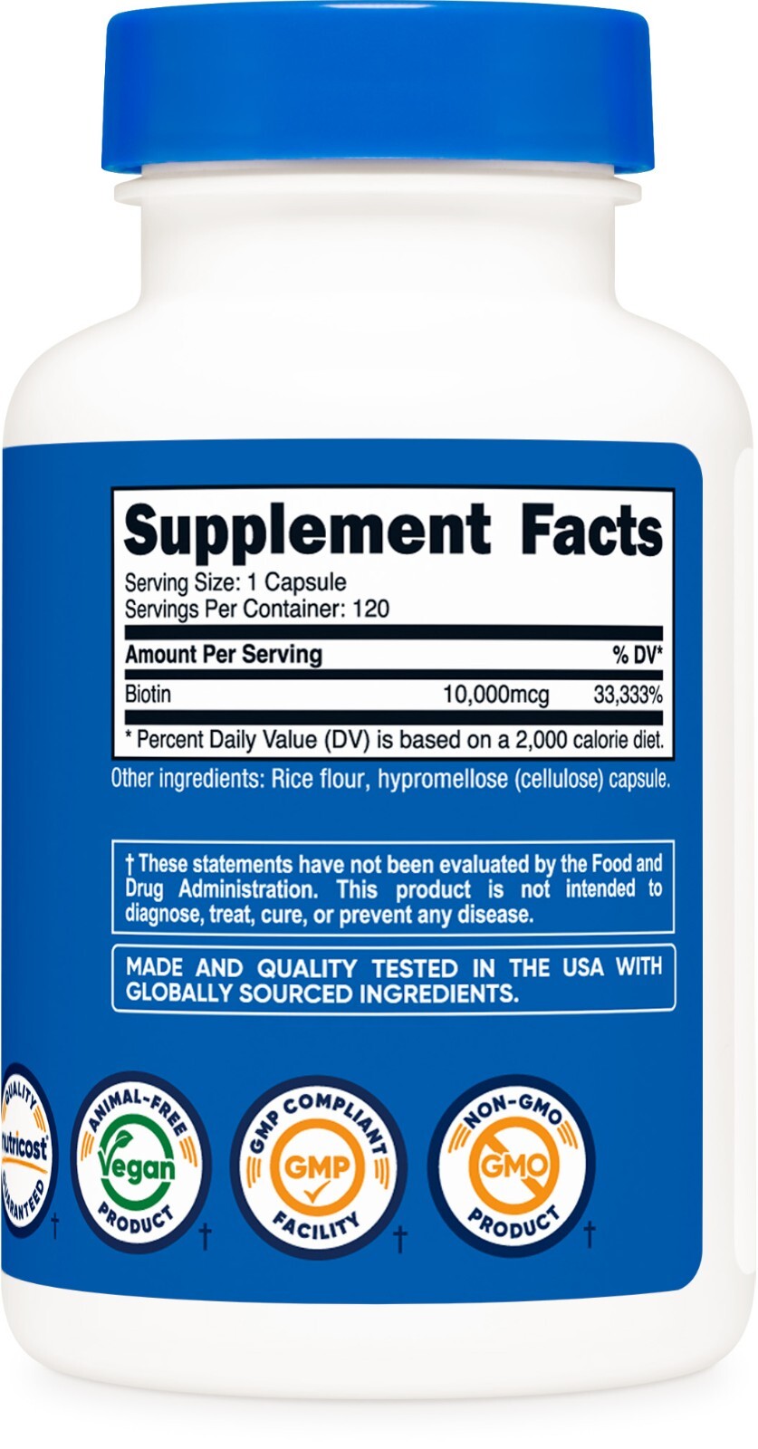Nutricost Biotin (Vitamin B7) 10,000mcg (10mg), 120 Capsules