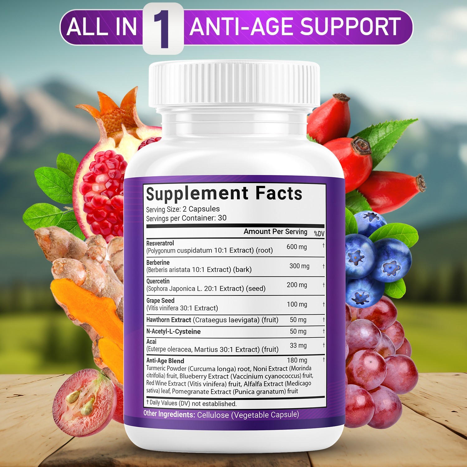 Resveratrol, Grape Seed Extract, Berberine, Quercetin Formula- 2-Pack
