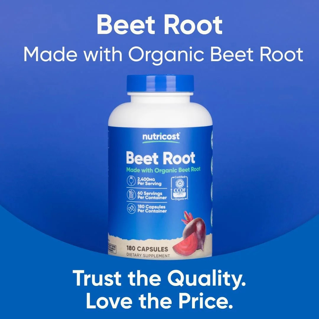 Nutricost Beet Root 2400mg, 180 Capsules – CCOF 180 Count (Pack of 1)