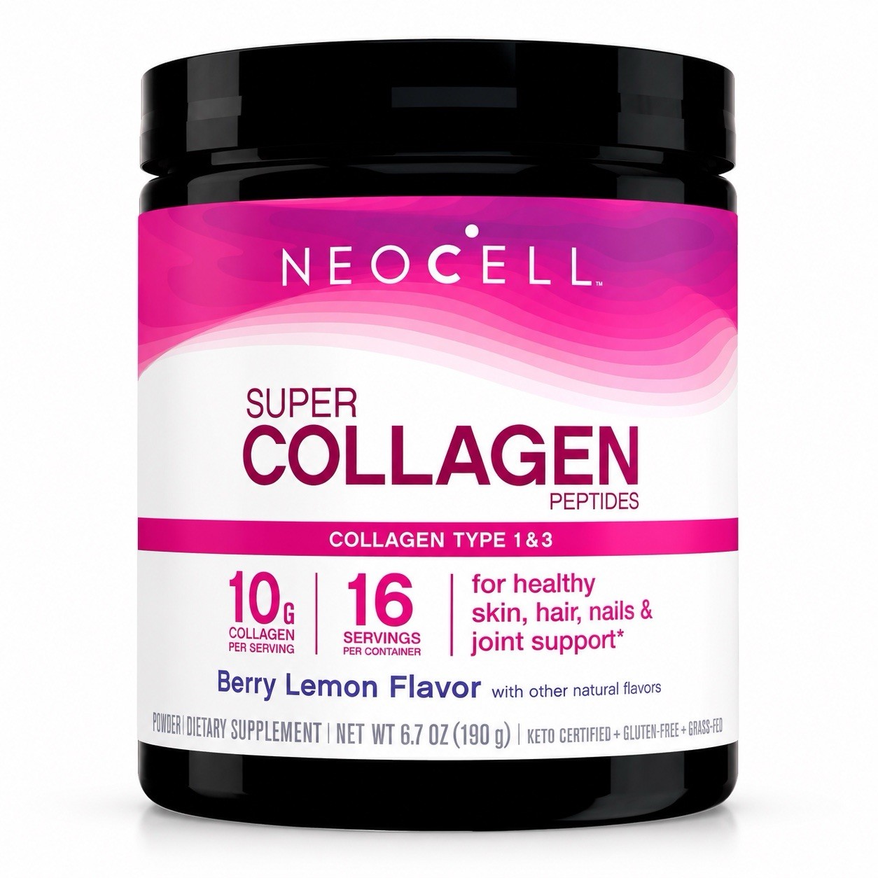 NeoCell Super Collagen Peptides Powder Berry Lemon 6.7 Oz