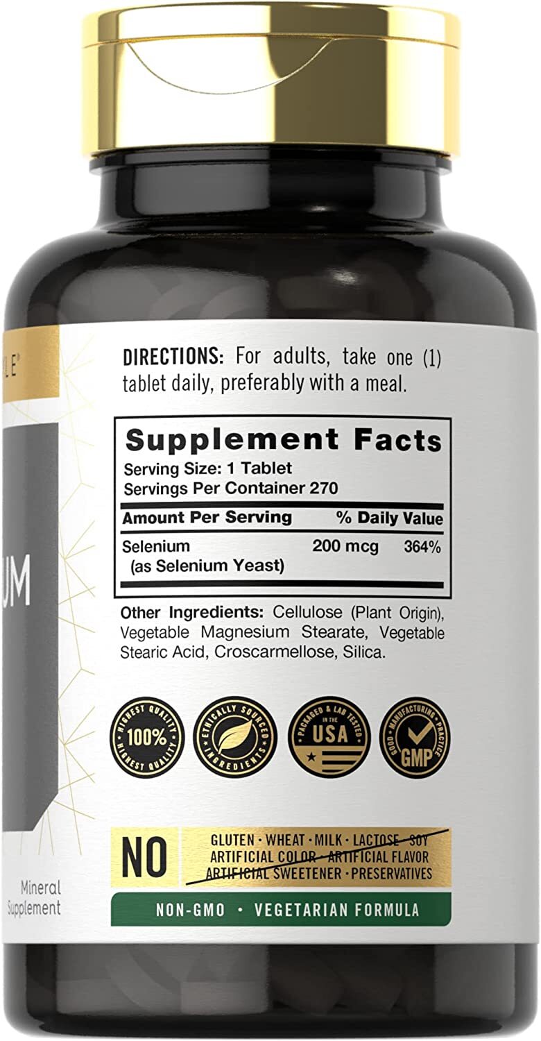 Selenium 200mcg | 270 Tablets | Vegetarian, Non-GMO & Gluten Free | by Carlyle